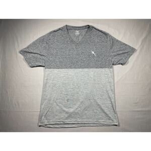 Lucky Horse Men’s V-Neck T-Shirt Size L Gray Colorblock Short Sleeve Casual Knit